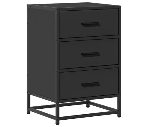 Naktsskapītis Melns 40X34,5X60 Cm Inženierijas Koks Un Metāls Vidaxl
