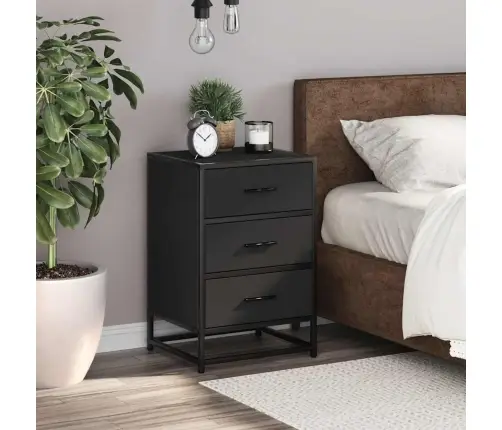 Naktsskapītis Melns 40X34,5X60 Cm Inženierijas Koks Un Metāls Vidaxl