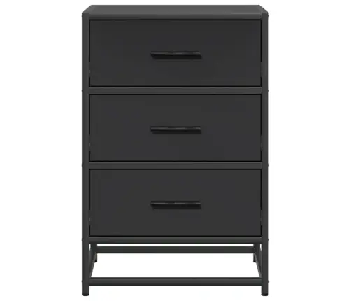 Naktsskapītis Melns 40X34,5X60 Cm Inženierijas Koks Un Metāls Vidaxl