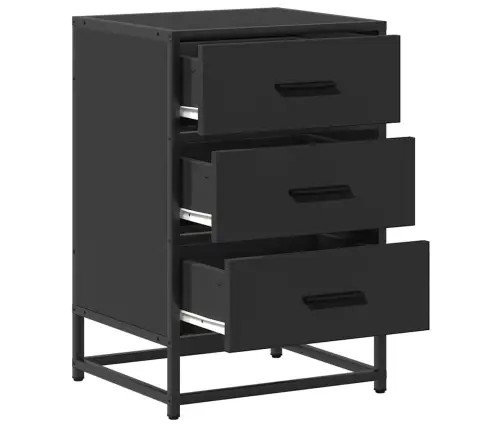 Naktsskapītis Melns 40X34,5X60 Cm Inženierijas Koks Un Metāls Vidaxl