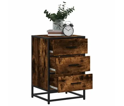 Naktsskapītis, 40X34,5X60 Cm, Inženierijas Koks Metāls Vidaxl