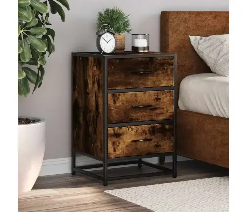 Naktsskapītis, 40X34,5X60 Cm, Inženierijas Koks Metāls Vidaxl