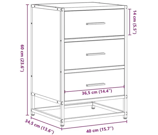 Öökapp Hall Sonoma 40X34,5X60 Cm Tehniline Puit Ja Metall