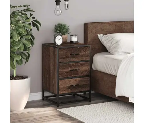 Naktsskapītis, 40X34,5X60 Cm, Inženierijas Koks Metāls Vidaxl