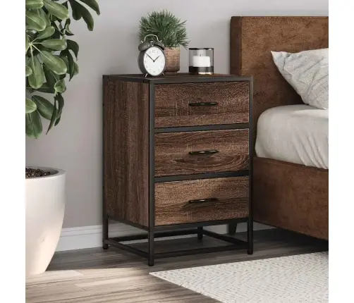 Naktsskapītis, 40X34,5X60 Cm, Inženierijas Koks Metāls Vidaxl