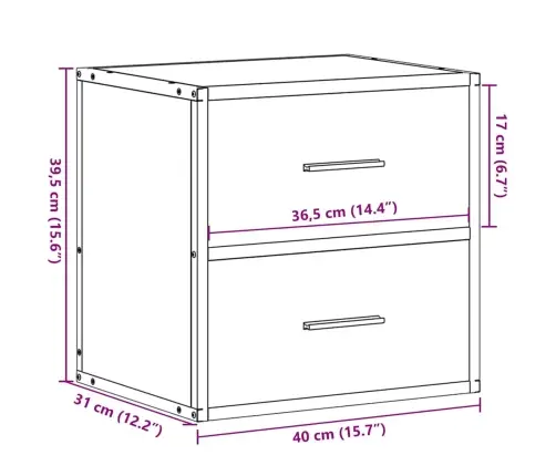 Prie Sienos Montuojama Naktinė Spintelė, Dūminio, 40X31X39,5 Cm