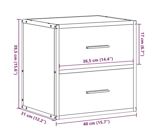 Sienas Naktsskapītis, 2 Gab., Brūna Ozolkoka, 40X31X39,5 Cm Vidaxl