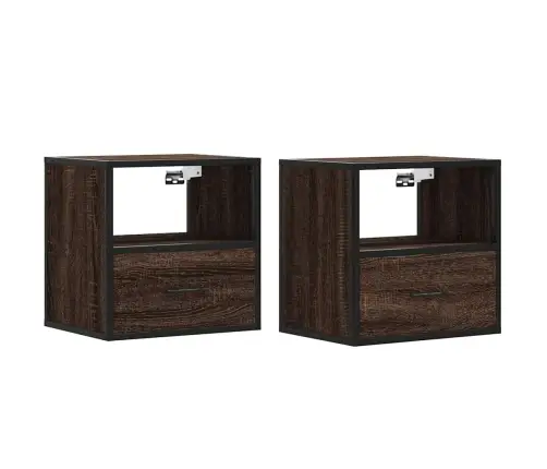 Sienas Naktsskapītis, 2 Gab., Brūna Ozolkoka, 40X31X39,5 Cm Vidaxl