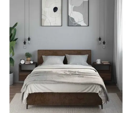 Sienas Naktsskapītis, 2 Gab., Brūna Ozolkoka, 40X31X39,5 Cm Vidaxl