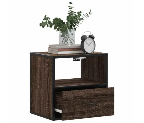 Sienas Naktsskapītis, 2 Gab., Brūna Ozolkoka, 40X31X39,5 Cm Vidaxl