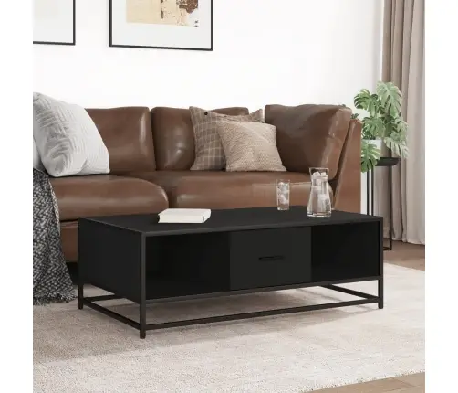 Kafijas Galdiņš, Melns, 100X57X35 Cm, Inženierijas Koks, Metāls Vidaxl