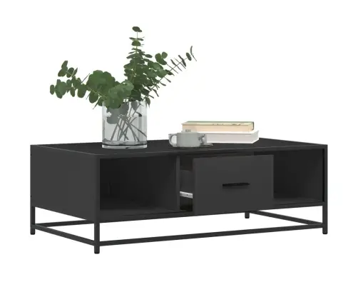 Kafijas Galdiņš, Melns, 100X57X35 Cm, Inženierijas Koks, Metāls Vidaxl