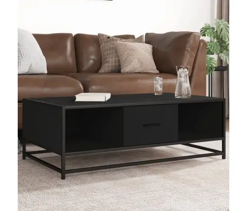 Kafijas Galdiņš, Melns, 100X57X35 Cm, Inženierijas Koks, Metāls Vidaxl