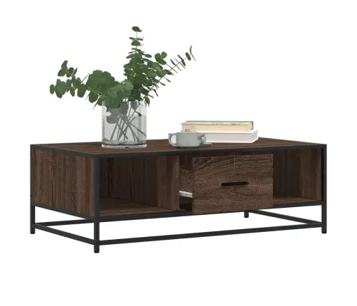 Kohvilaud, Pruun Tamm, 100X57X35 cm Tehispuit Ja Metall Kohvilaud, Pruun Tamm, 100X57X35 cm Tehispuit Ja Metall
