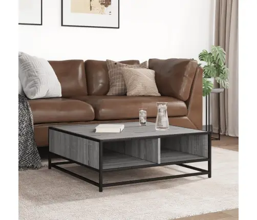 Kafijas Galdiņš Pelēks Sonoma Inženierijas Koks Un Metāls Vidaxl