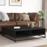 Kafijas Galdiņš Melns 100X100X30Cm Inženierijas Koks Metāls Vidaxl