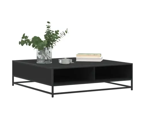 Kafijas Galdiņš Melns 100X100X30Cm Inženierijas Koks Metāls Vidaxl
