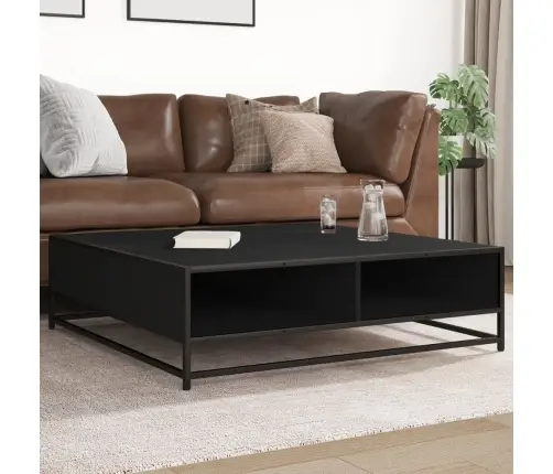 Kafijas Galdiņš Melns 100X100X30Cm Inženierijas Koks Metāls Vidaxl