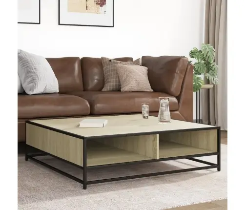 Galdiņš Ozola Krāsa 100X100X30 Cm Inženierijas Koks Metāls Vidaxl