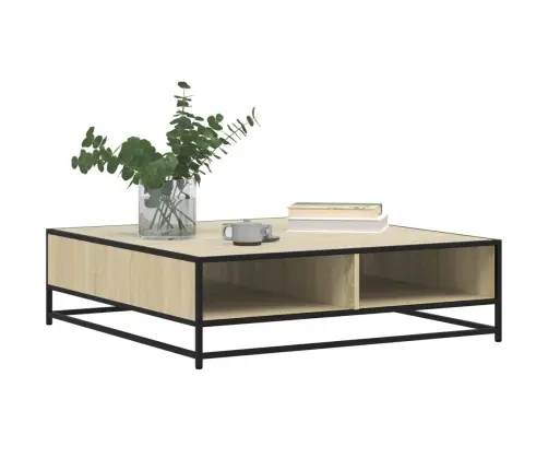 Galdiņš Ozola Krāsa 100X100X30 Cm Inženierijas Koks Metāls Vidaxl