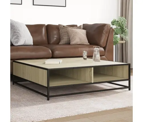 Galdiņš Ozola Krāsa 100X100X30 Cm Inženierijas Koks Metāls Vidaxl