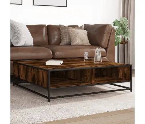 Kavos Staliukas, Dūminis, 100X100X30cm Mediena Ir Metalas Kavos Staliukas, Dūminis, 100X100X30cm Mediena Ir Metalas