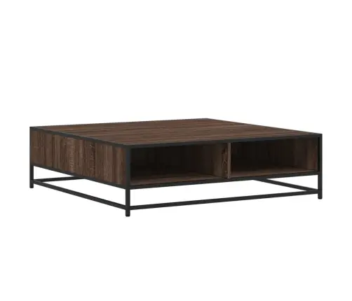 Galdiņš Brūna Ozolkoka 100X100X30 Cm Inženierijas Koks Metāls Vidaxl