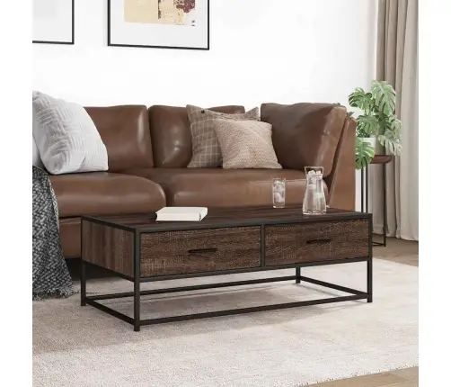 Kavos Staliukas, Rudas Ąžuolo, 100X50X35cm Mediena Ir Metalas Kavos Staliukas, Rudas Ąžuolo, 100X50X35cm Mediena Ir Metalas