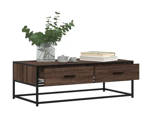 Kavos Staliukas, Rudas Ąžuolo, 100X50X35cm Mediena Ir Metalas Kavos Staliukas, Rudas Ąžuolo, 100X50X35cm Mediena Ir Metalas
