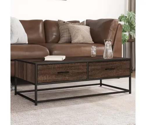 Kavos Staliukas, Rudas Ąžuolo, 100X50X35cm Mediena Ir Metalas Kavos Staliukas, Rudas Ąžuolo, 100X50X35cm Mediena Ir Metalas