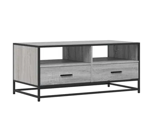 Kafijas Galdiņš, Pelēks, 100X50X45Cm, Inženierijas Koks, Metāls Vidaxl