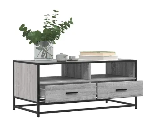 Kafijas Galdiņš, Pelēks, 100X50X45Cm, Inženierijas Koks, Metāls Vidaxl