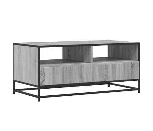 Kafijas Galdiņš, Pelēks, 100X50X45Cm, Inženierijas Koks, Metāls Vidaxl