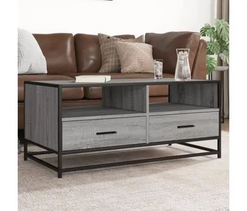 Kafijas Galdiņš, Pelēks, 100X50X45Cm, Inženierijas Koks, Metāls Vidaxl