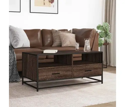 Kavos Staliukas, Rudas Ąžuolo, 100X50X45cm Mediena/Metalas