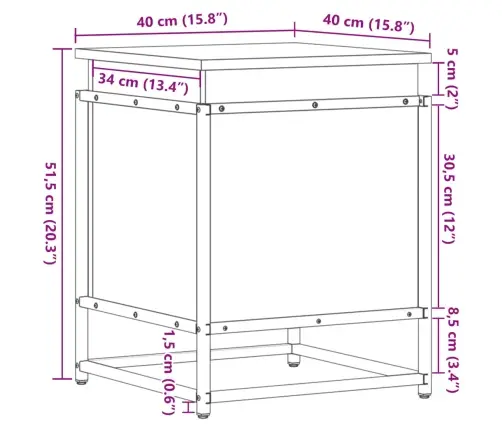 Uzglabāšanas Kaste Ar Vāku, 40X40X51,5 Cm, Inženierijas Koks Vidaxl