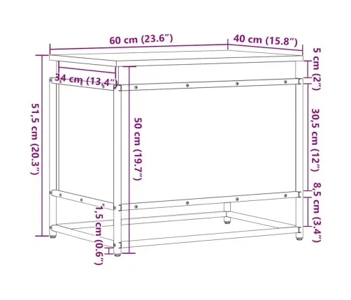Daiktadėžė Su Dangčiu, Juoda, 60X40X51,5cm Apdirbta Mediena
