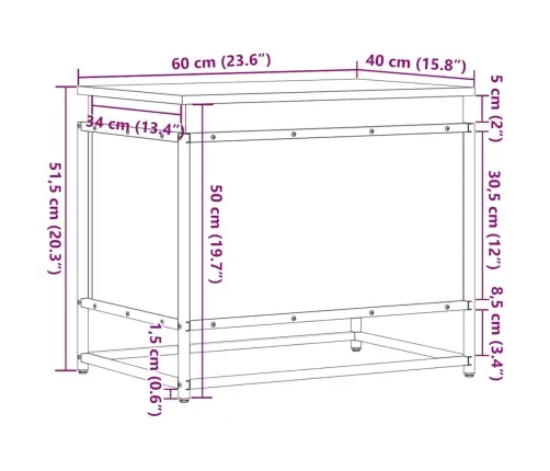 Daiktadėžė Su Dangčiu, Ruda, 60X40X51,5cm Apdirbta Mediena