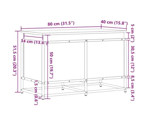 Daiktadėžė Su Dangčiu, Dūminė, 80X40X51,5cm Apdirbta Mediena