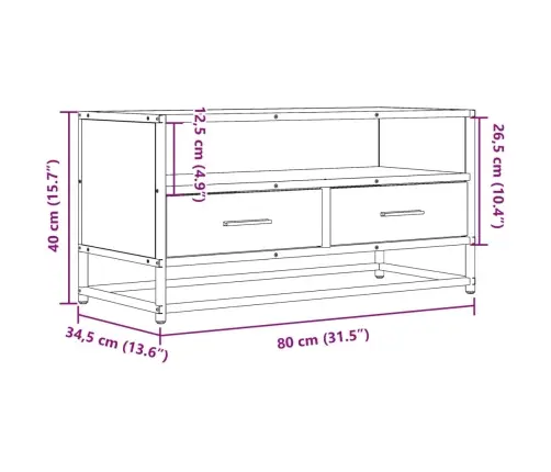 Tv Skapītis Pelēka Koka 80X34,5X40 Cm Inženierijas Koks Metāls Vidaxl Tv Skapītis Pelēka Koka 80X34,5X40 Cm Inženierijas Koks Metāls Vidaxl