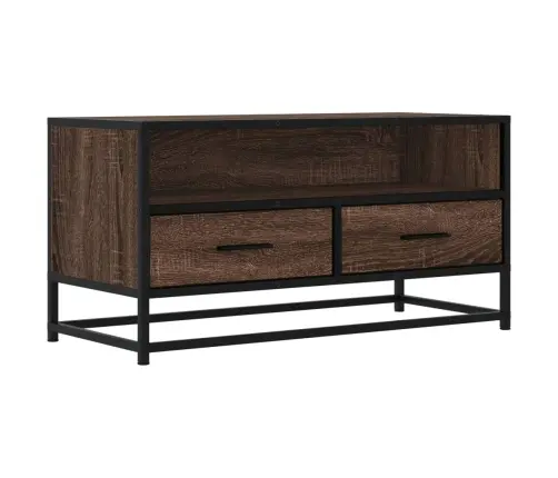 Tv Skapītis Brūna Ozola 80X34,5X40 Cm Inženierijas Koks, Metāls Vidaxl