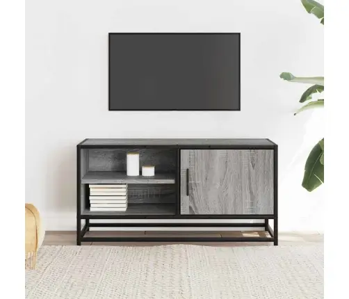 Tv Skapītis Pelēka Koka 80X34,5X40 Cm Inženierijas Koks Metāls Vidaxl