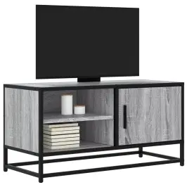Tv Skapītis Pelēka Koka 80X34,5X40 Cm Inženierijas Koks Metāls Vidaxl