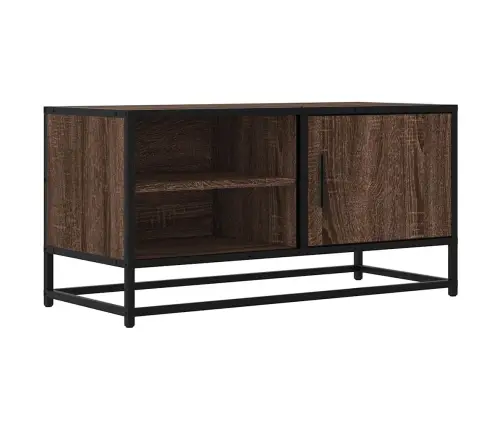 Tv Skapītis Brūna Ozola 80X34,5X40 Cm Inženierijas Koks, Metāls Vidaxl