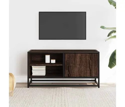 Tv Skapītis Brūna Ozola 80X34,5X40 Cm Inženierijas Koks, Metāls Vidaxl