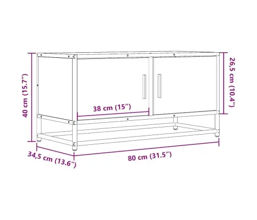Tv Skapītis, Ozola, 80X34,5X40 Cm, Inženierijas Koks, Metāls Vidaxl