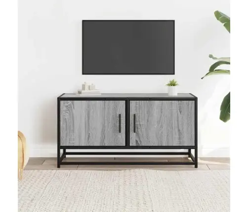 Tv Skapītis Pelēka Koka 80X34,5X40 Cm Inženierijas Koks Metāls Vidaxl