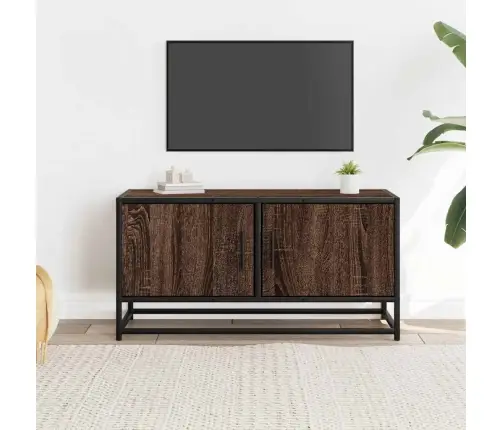 Tv Skapītis Brūna Ozola 80X34,5X40 Cm Inženierijas Koks, Metāls Vidaxl