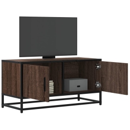Tv Skapītis Brūna Ozola 80X34,5X40 Cm Inženierijas Koks, Metāls Vidaxl