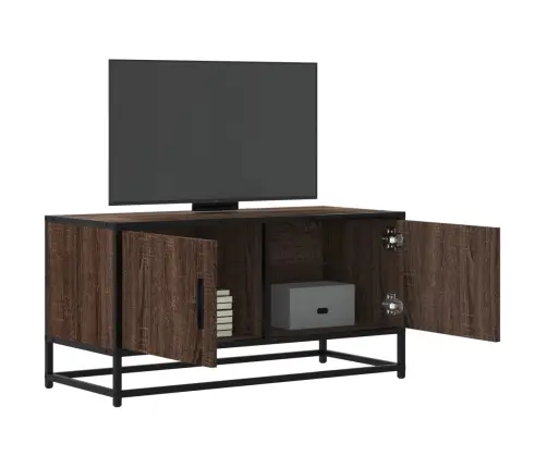 Tv Skapītis Brūna Ozola 80X34,5X40 Cm Inženierijas Koks, Metāls Vidaxl